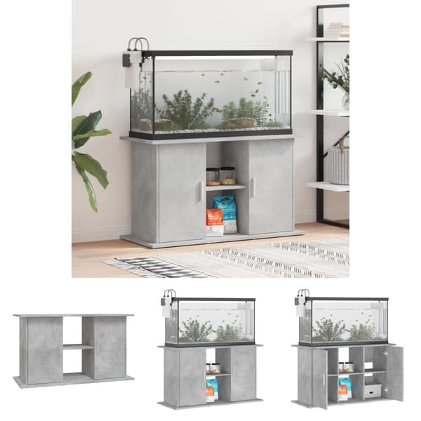 The Living Store akvariebord 101x41x58 cm konstrueret træ betongrå -  Standere til akvarium