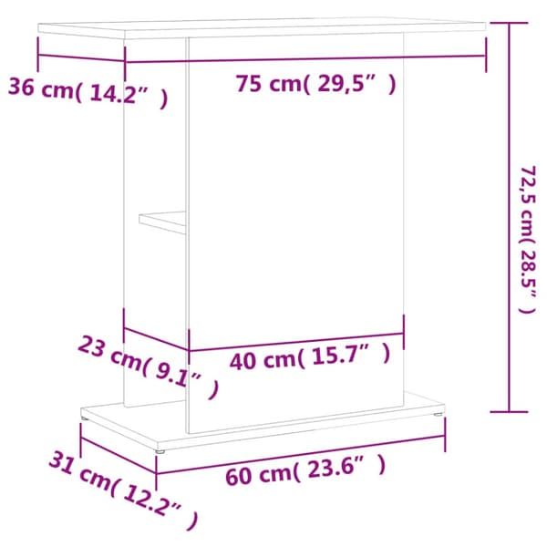 The Living Store Akvariebänk vit 75x36x72,5 cm konstruerat trä -  Akvarieställ