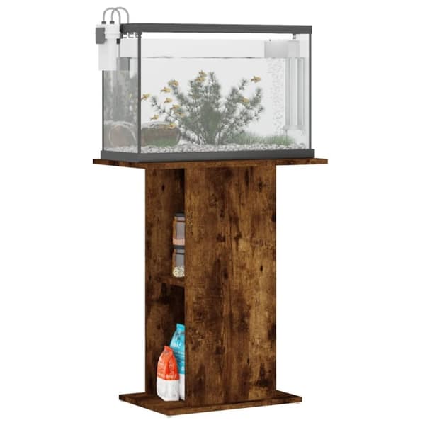 The Living Store akvariebord 60,5x36x72,5 cm konstrueret træ røget egetræsfarve - Standere til akvarium