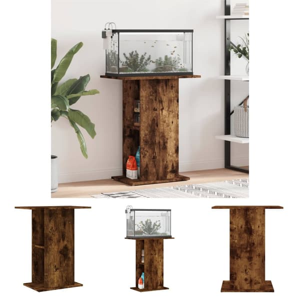 The Living Store akvariebord 60,5x36x72,5 cm konstrueret træ røget egetræsfarve -  Standere til akvarium