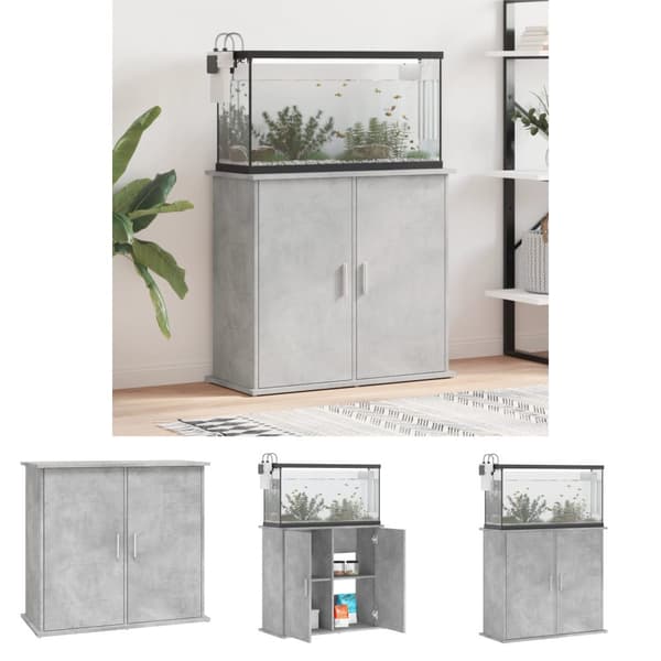 The Living Store akvariebord 81x36x73 cm konstrueret træ betongrå -  Standere til akvarium