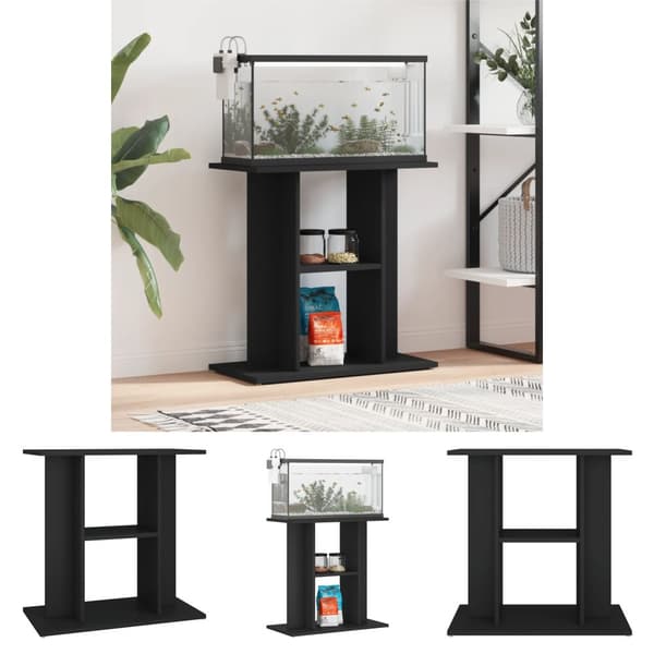 The Living Store akvariebord 60x30x60 cm konstrueret træ sort -  Standere til akvarium