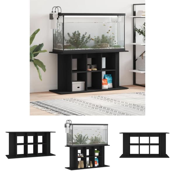 The Living Store akvariebord 120x40x60 cm konstrueret træ sort -  Standere til akvarium