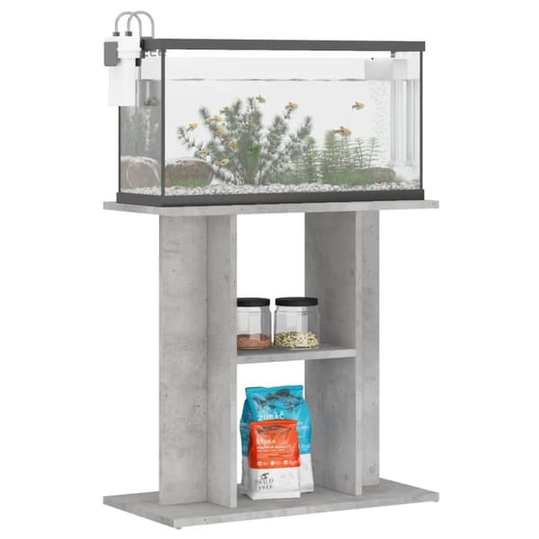 The Living Store akvariebord 60x30x60 cm konstrueret træ betongrå -  Standere til akvarium