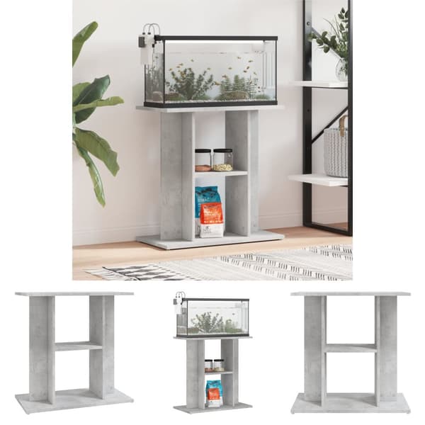 The Living Store akvariebord 60x30x60 cm konstrueret træ betongrå -  Standere til akvarium
