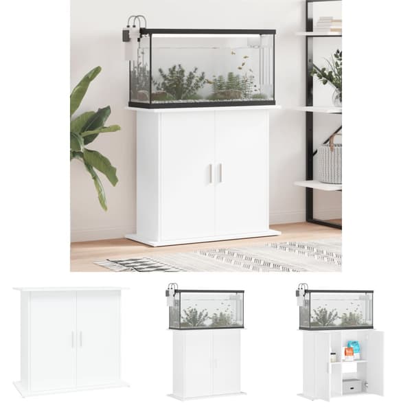 The Living Store Akvaarioteline valkoinen 81x36x73 cm tekninen puu -  Akvaariotelineet