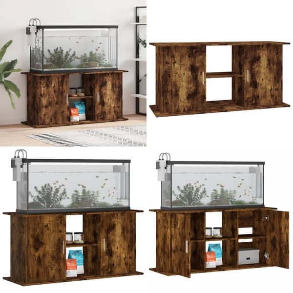 Akvariebord 121x41x58 cm konstrueret træ røget egetræsfarve - Akvariestativ - Akvariestativer - Home & Living