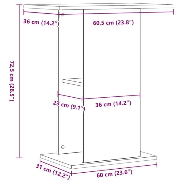 vidaXL Akvaarioteline vanha puu 36x60,5x72,5 cm tekninen puu