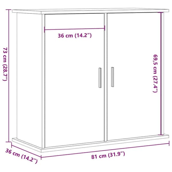 Akvaariokaappi Artisan Oak 81x36x73 cm