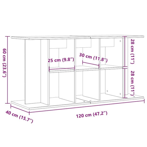 Akvariebänk åldrat trä 120x40x60 cm konstruerat trä