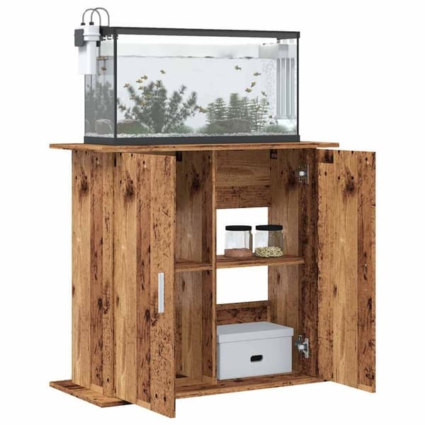 akvariebord 81x36x73 cm konstrueret træ antikt eg