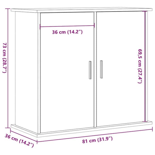 akvariebord 81x36x73 cm konstrueret træ antikt eg