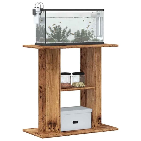 vidaXL Akvariebänk åldrat trä 60x30x60 cm konstruerat trä