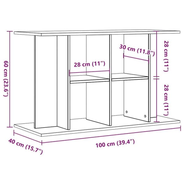 vidaXL Akvariebänk åldrat trä 100x40x60 cm konstruerat trä