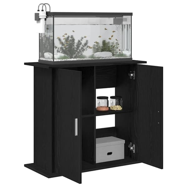 vidaXL akvariebord 81x36x73 cm konstrueret træ sort egetræsfarve