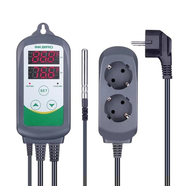 Temperaturkontrolenhed, Dobbelt Relæfunktionalitet, Digitalt Display,EU stik