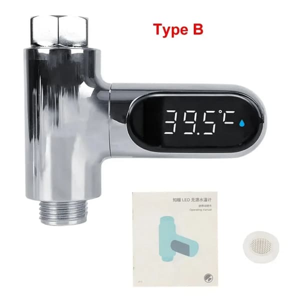 Duschvattentermometer, 360° roterande LED-display, enkel installation,Typ 2dai