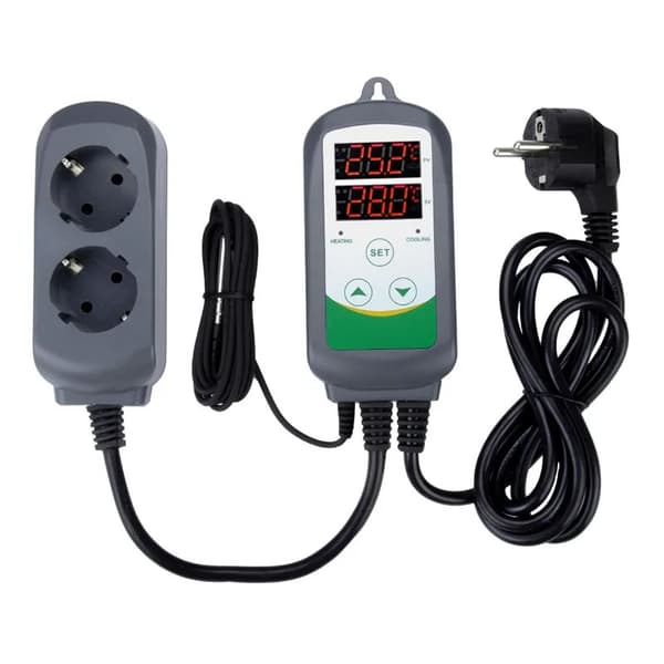 digital temperaturregulator med dubbla displayfönster, dubbel reläutgång, plug and play, säker och pålitlig