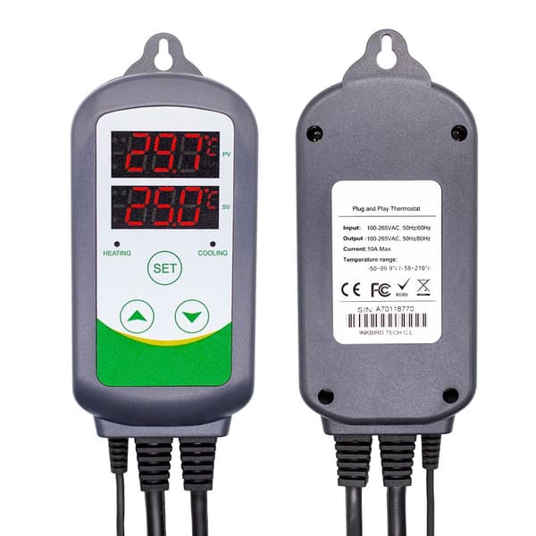 digital temperaturregulator med dubbla displayfönster, dubbel reläutgång, plug and play, säker och pålitlig
