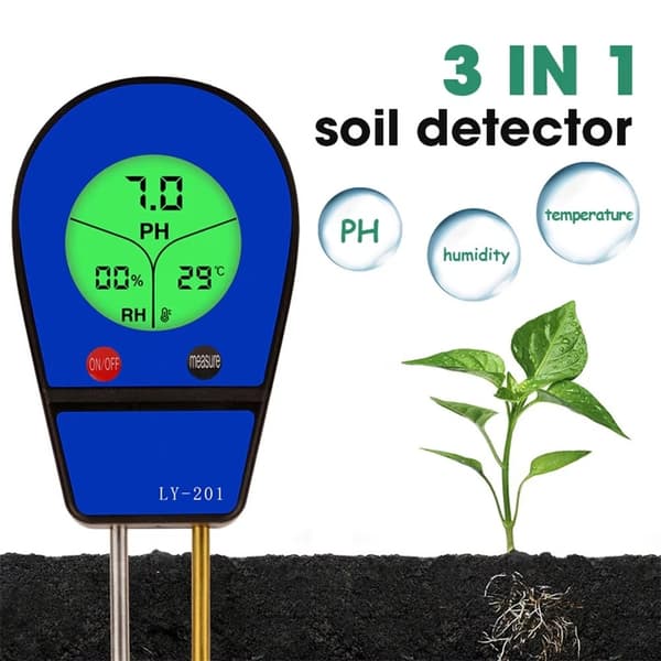 Digital Soil Tester 3i1 Temperatur Fuktighet PH Meter Surhetsanalysator