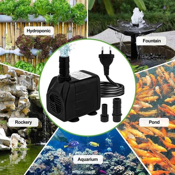 Mini vattenpump (10W), fontänpump med 1,5 m strömkabel, för akvarium, damm, fontän, statyer