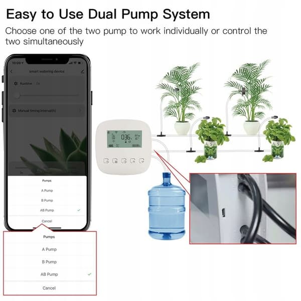Automatiskt bevattningssystem - ARHATREYA - WiFi - Dubbelpump - Solpanel