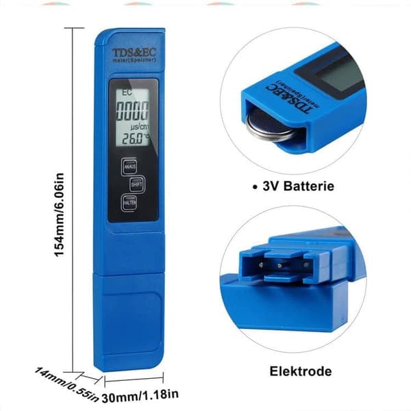 OBOSOE 3-i-1 digital detektortest for vandkvalitet – LCD TDS EC TEMP vandmålingstestpen