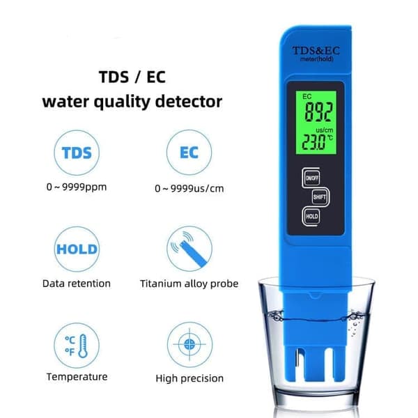 OBOSOE 3-i-1 digital detektortest for vandkvalitet – LCD TDS EC TEMP vandmålingstestpen