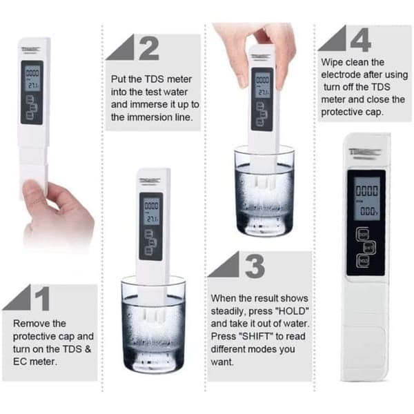OBOSOE 3-i-1 digital detektortest for vandkvalitet – LCD TDS EC TEMP vandmålingstestpen
