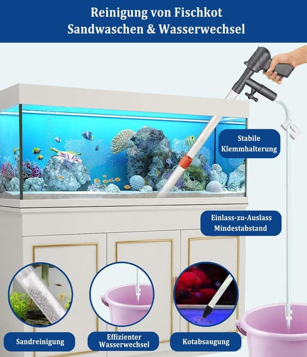 Lollanda Aquarium Filter – hiljainen pneumaattinen puhdistussarja hiekan imuun, vedenvaihtoon ja pohjan puhdistukseen