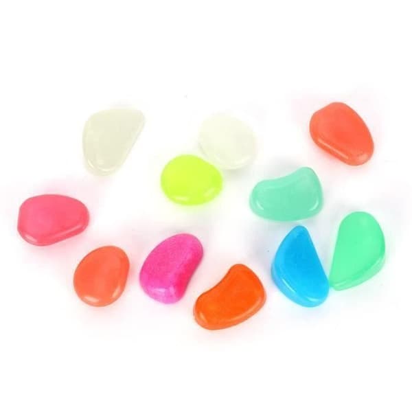 RA09097-Fluorescerande Pebbles Fish Tank Fluorescerande Bright Luminous Pebbles Ljusande stenar för akvariedekorationStor