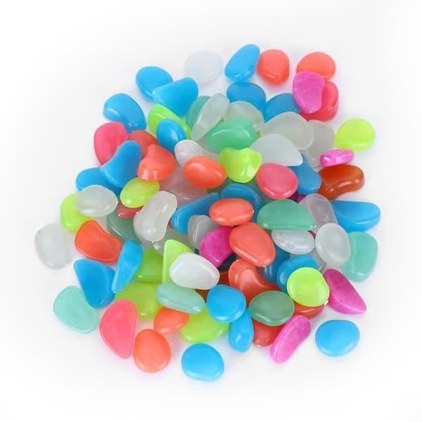 RA09097-Fluorescerande Pebbles Fish Tank Fluorescerande Bright Luminous Pebbles Ljusande stenar för akvariedekorationStor