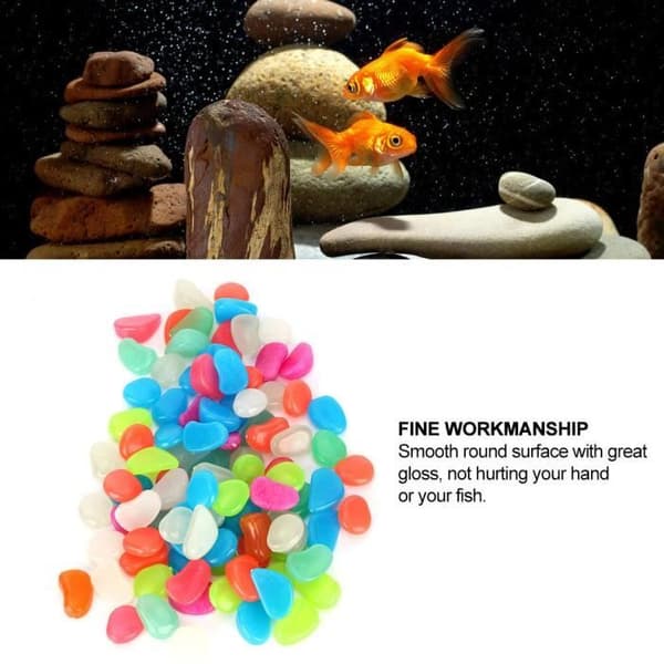 Sonew Fluorescerande Pebbles Fish Tank Fluorescerande Ljus Lysande Pebbles Lysande stenar för akvariedekoration (stor