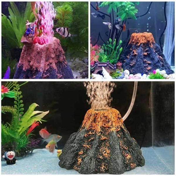 Akvarium Vulkan prydnad Akvarium Harts Vulkan Dekoration Harts Luft Sten Landskap Akvarium Luftpump