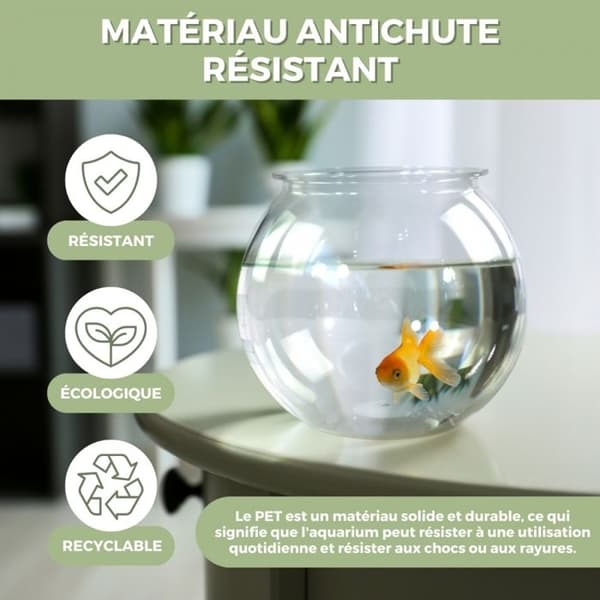 Transparent akvarium Mobiclinic runt akvarium 4L miljövänlig liten fisk Lätt att rengöra Centerpiece Nemo vattenträdgård