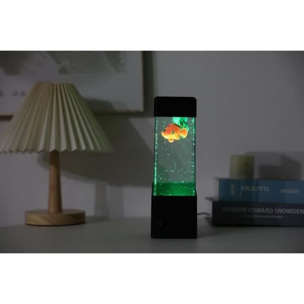 Bubble Fish Lamp - I-TOTAL - Square Aquarium - Mjuk belysning - Exotisk fisk - Blå plast