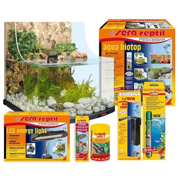 Aquaterrarium Utrustad Reptil Sköldpadda Kräftdjur Aqua Biotop - Sera