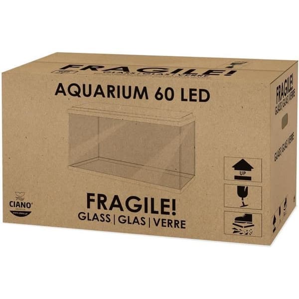 Akvarium 60 - CIANO - 58 L + Filter + LED + Värmare + Förbrukningsvaror - Vit