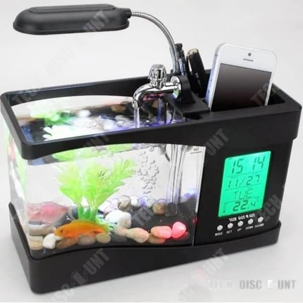 TD® akvarium elektrisk lampa led 30 cm skrivbordsarrangör barn svart tjej interiör hem billig design belysning mini