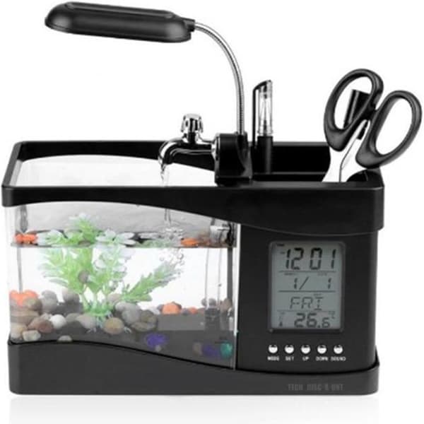 TD® akvarium elektrisk lampa led 30 cm skrivbordsarrangör barn svart tjej interiör hem billig design belysning mini
