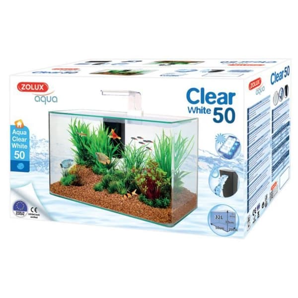 Akvariumsats - ZOLUX - Aqua clear 50 - 32 liter - Svart glas - Vattenfallsfilter 280L/h