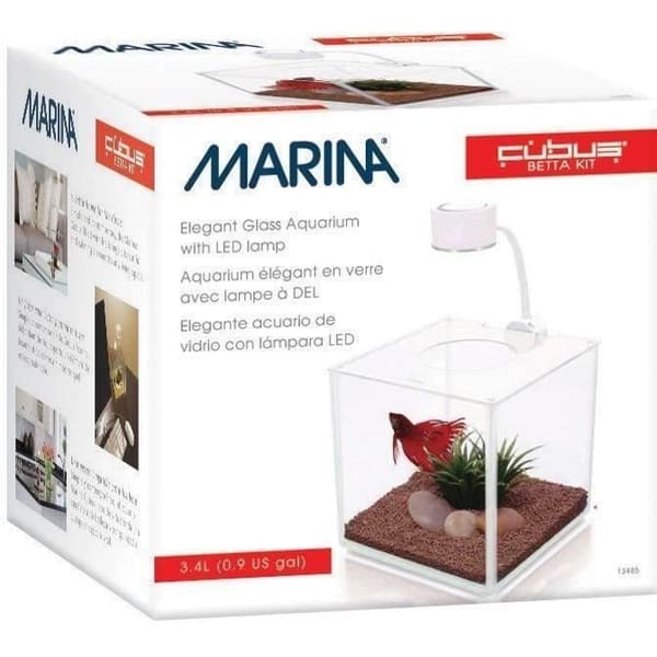 BETTA CUBUS glasakvarium - MARINA - 3,4 L - LED-belysning