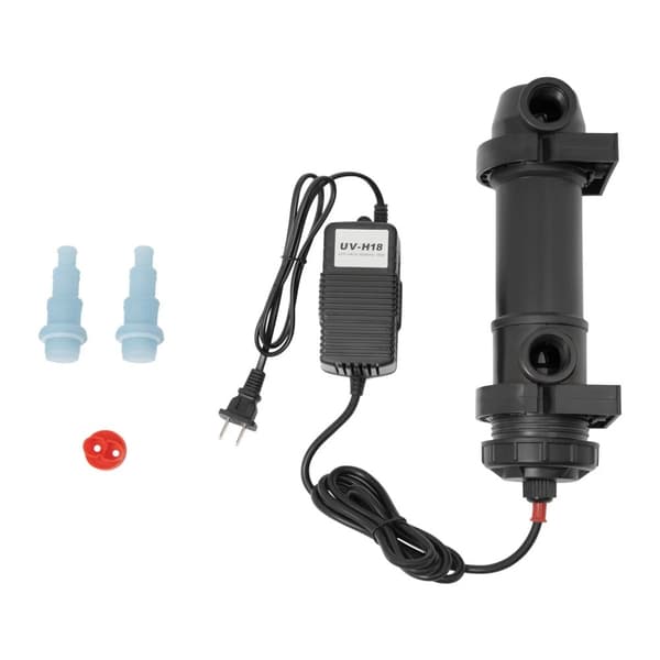 18W UV-sterilisator, 600L/h maximal vattenflöde, tankmonterad,svart
