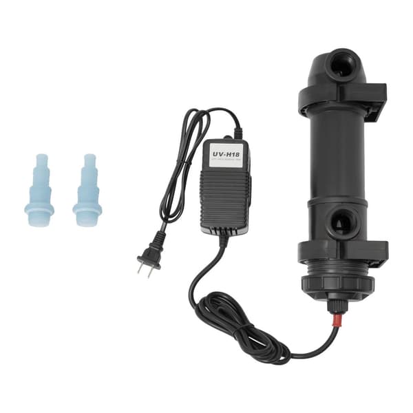 18W UV-sterilisator, 600L/h maximal vattenflöde, tankmonterad,svart