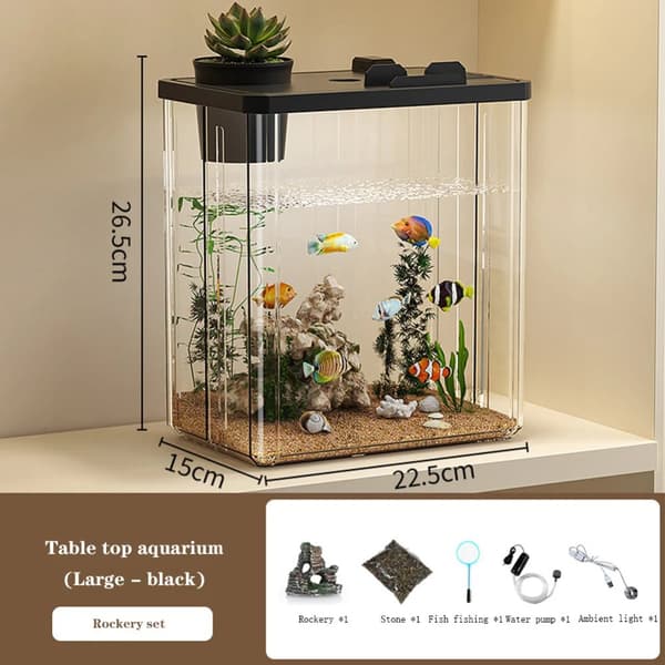 Mini Desktop Akvarium, Komplett Startkit, Hållbar Akryl Konstruktion,Stor