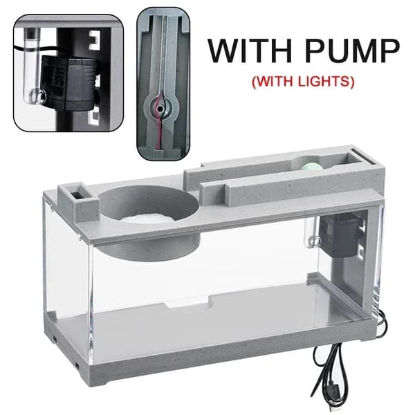 Litet Akvariefiskakvarium, Grå Plast, Inkluderar Vattenpump, Öppen Toppdesign,B