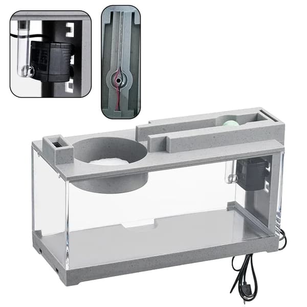 Litet Akvariefiskakvarium, Grå Plast, Inkluderar Vattenpump, Öppen Toppdesign,B