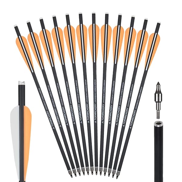 Kolfiberpilar, Blandade Kolfiberskaft, Utbytbar Pilspets, grön 24st orange 12pcs