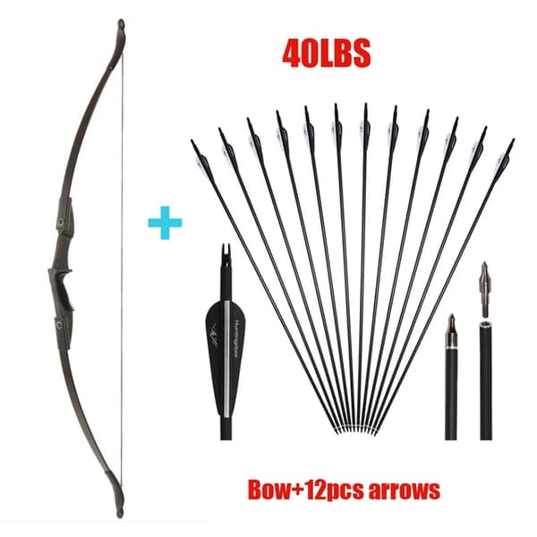 Ungdomsbåge för recurve, hopfällbar design, lämplig för nybörjarungdomar, 40lbs set A