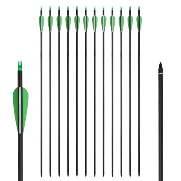 Hiilikaari nuolet, jäykkyys 500, halkaisija 62mm, 12 kpl vihreä